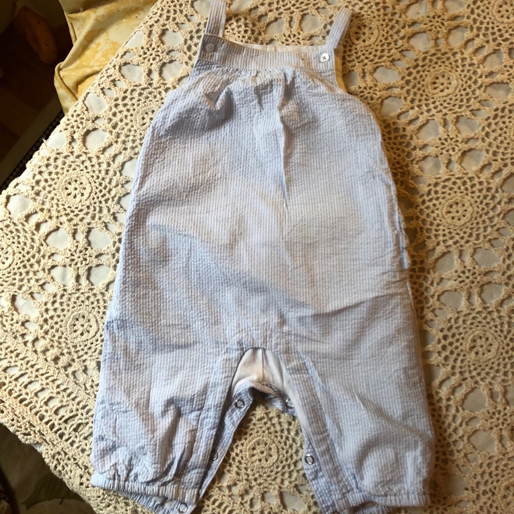 Little White Co Seersucker Dungarees